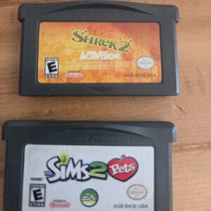Nintendo Game Boy Advance Games - Shrek 2 & Sims 2 Pets